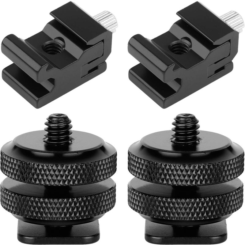 Chromlives Cold Shoe Mount Hot Shoe Mount Adapter 1/4'' Hot Shoe Flash Shoe Mount for DSLR Camera Flash Shoe Mount, Combo 4 Pack - Image 1